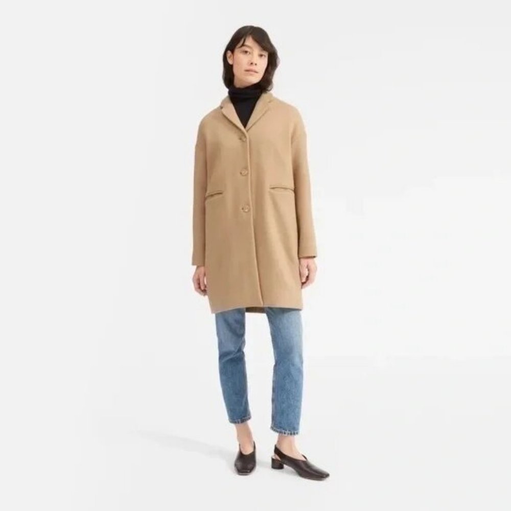 Everlane Cocoon Coat NWT Wool Peacoat Tan Pockets Size 16